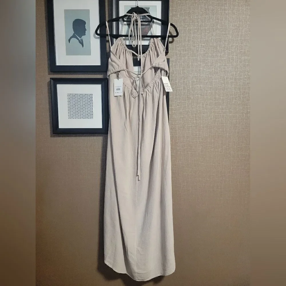 Bumpsuit Cut Out Linen Blend Dress - Picture 5 of 14